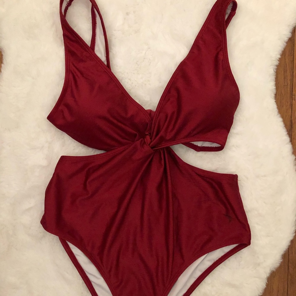 Red one piece swimsuit